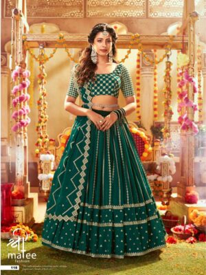 new green lehenga choli for women, make your ethnic wear look more traditional with this designer lehenga choli, lehenga choli with codding sequin embroidery work finish, shreematee fashion lehenga design