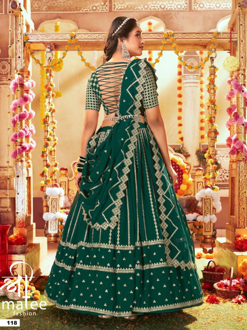 new green lehenga choli for women, make your ethnic wear look more traditional with this designer lehenga choli, lehenga choli with codding sequin embroidery work finish, shreematee fashion lehenga design