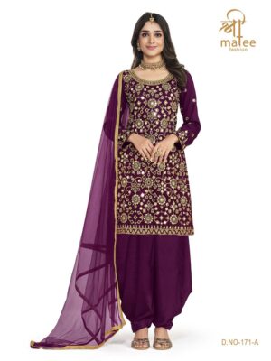 purple battalion silk based real mirror patiala suit collection for women, make your ethnic wear look more attractive with this designer suit collection at shreematee fashion