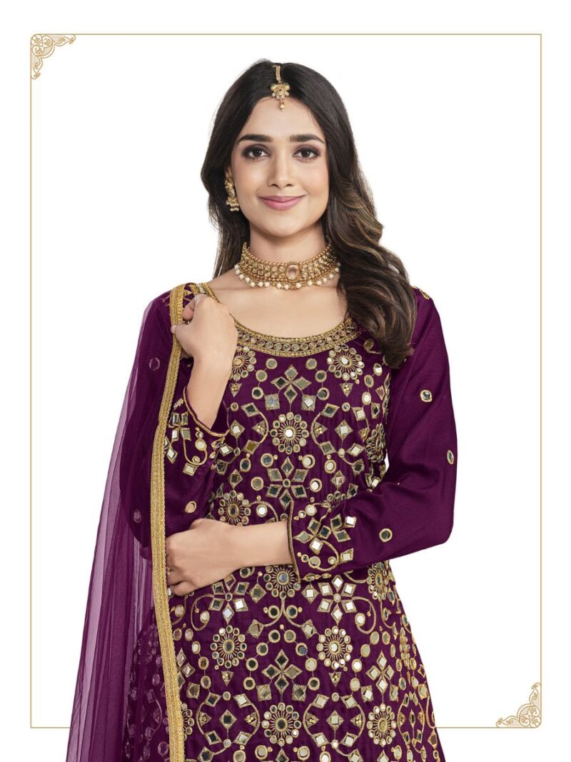 purple battalion silk based real mirror patiala suit collection for women, make your ethnic wear look more attractive with this designer suit collection at shreematee fashion