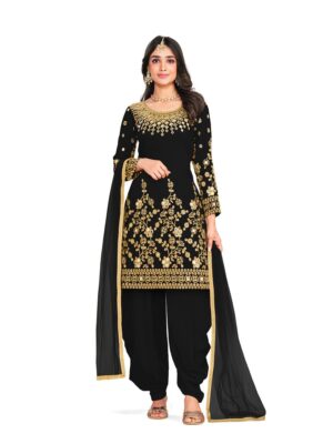 new designer black real mirror patiala suit for women, make you ethnic wear look more attractive with this suit, shreematee fashion's mirror patiala suit