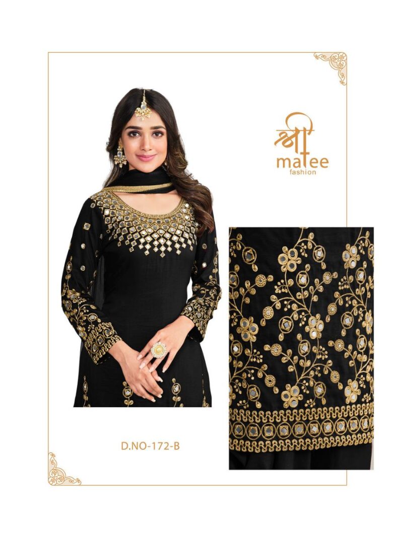 new designer black real mirror patiala suit for women, make you ethnic wear look more attractive with this suit, shreematee fashion's mirror patiala suit