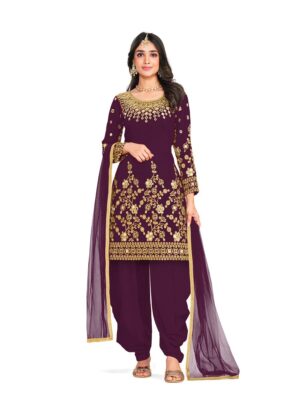 new designer purple real mirror patiala suit for women, make you ethnic wear look more attractive with this suit, shreematee fashion's mirror patiala suit