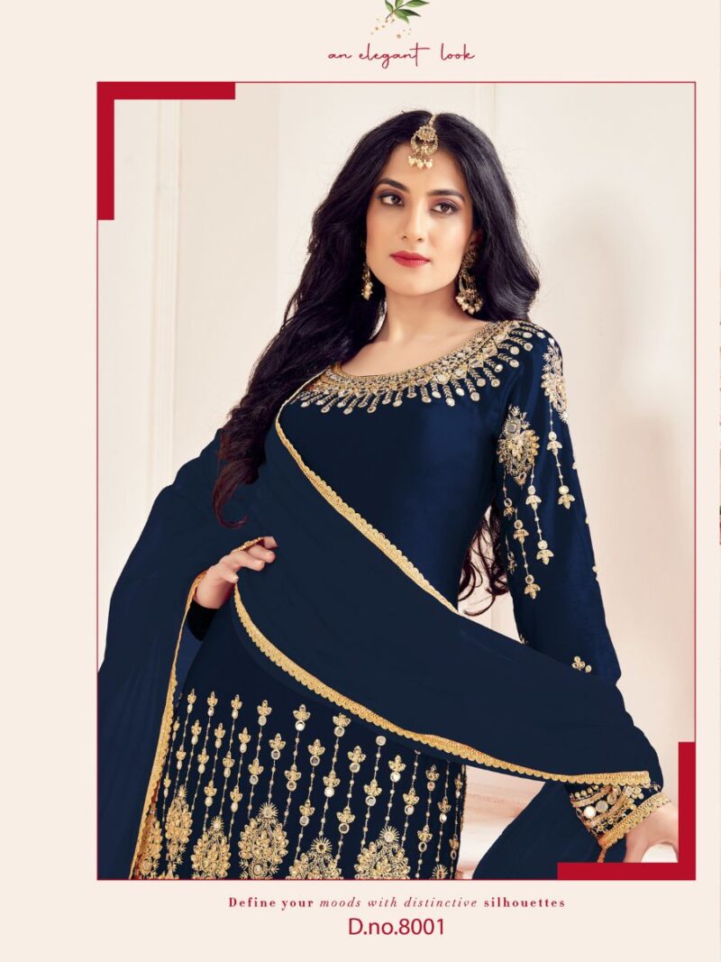 navy blue battalion silk based beautiful patial suit, suit with thread embroidery and real mirror hand work fitting, shreematee fashion real mirror patial suit